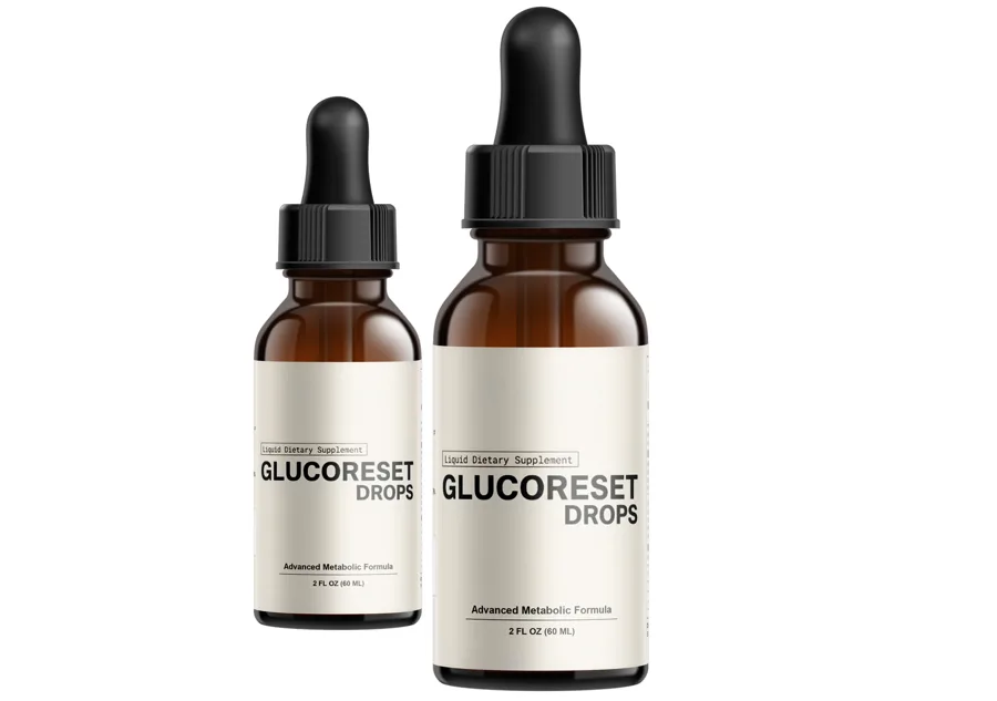 Two bottles of GlucoReset Drops liquid dietary supplement